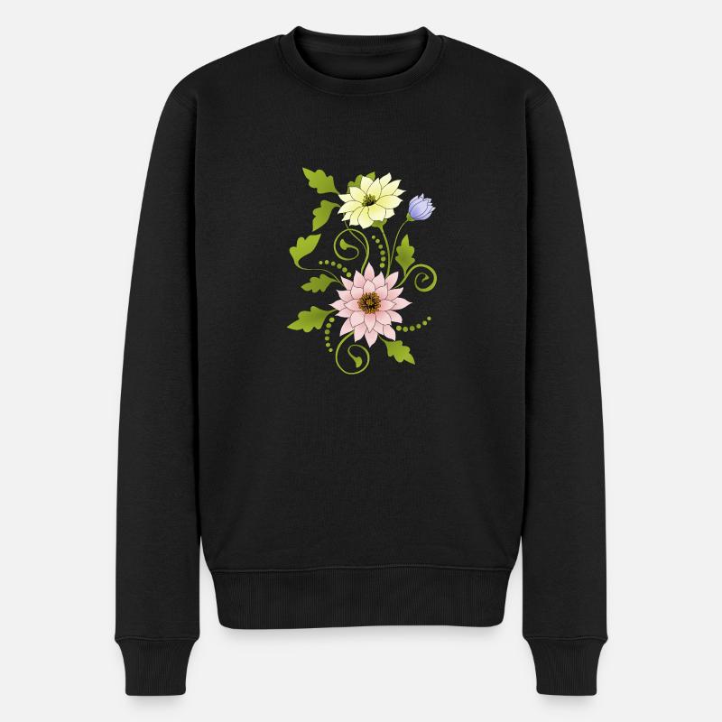 Blumen - Männer Premium Bio Pullover - Schwarz