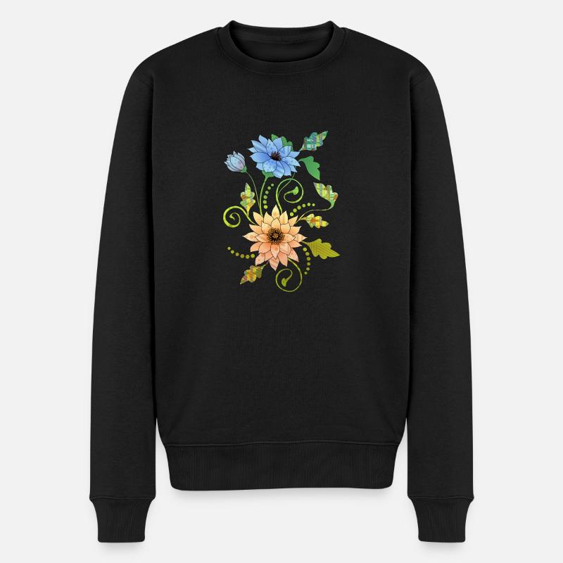 Blumen - Männer Premium Bio Pullover - Schwarz