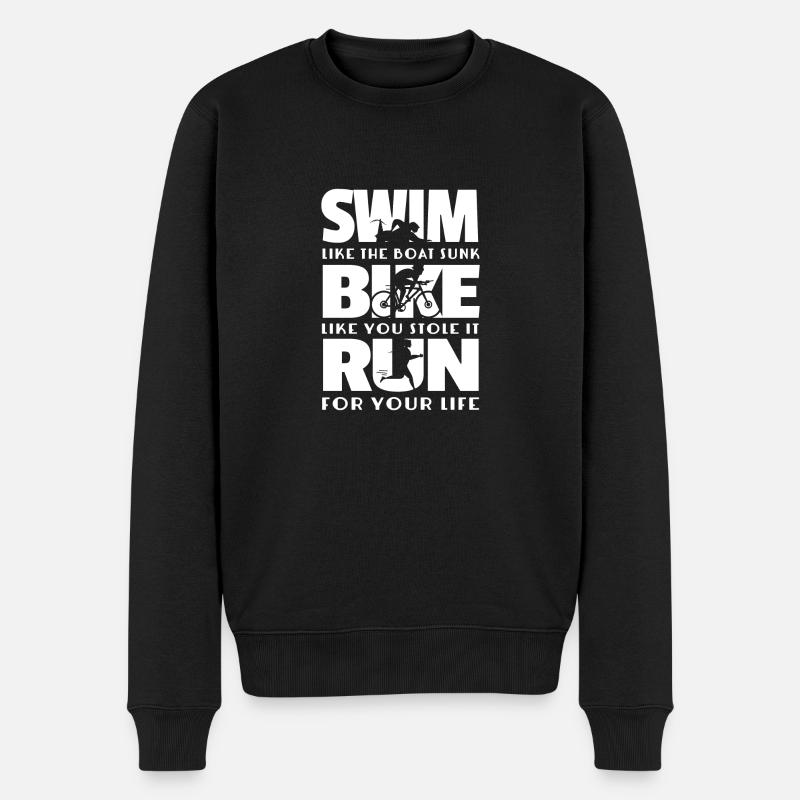 Triathlon - Schwimmen Radfahren Laufen Geschenk - Männer Premium Bio Pullover - Schwarz