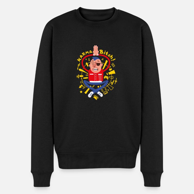 Meditierender Punk - Männer Premium Bio Pullover - Schwarz