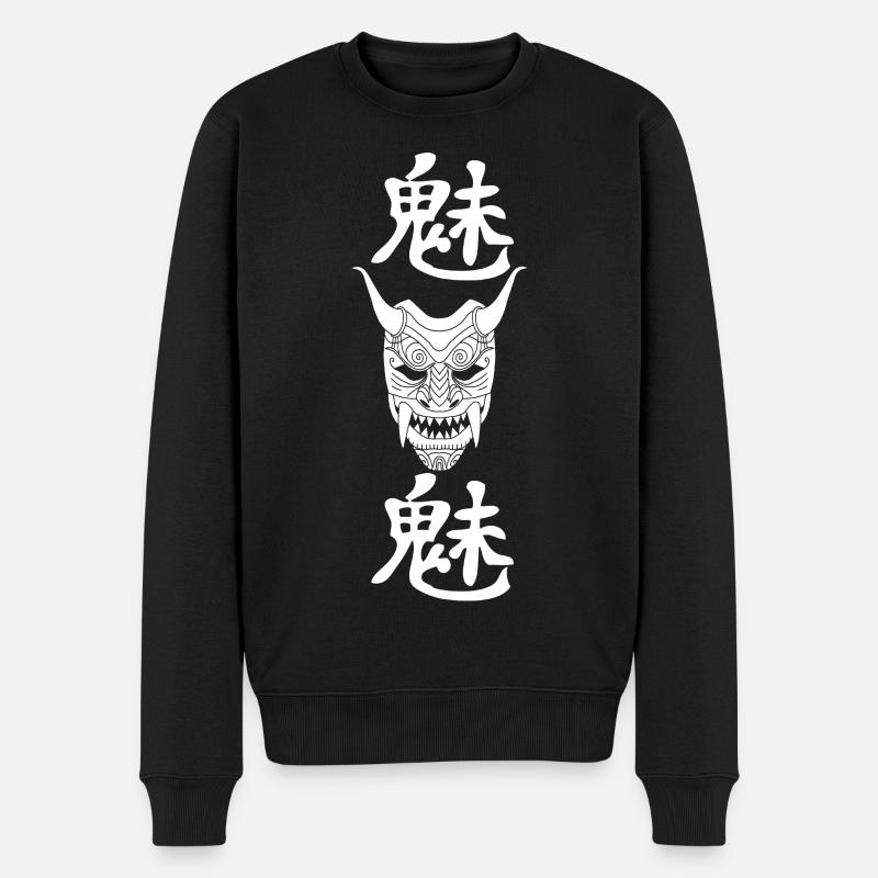 Manga weißer Dämon - Männer Premium Bio Pullover - Schwarz