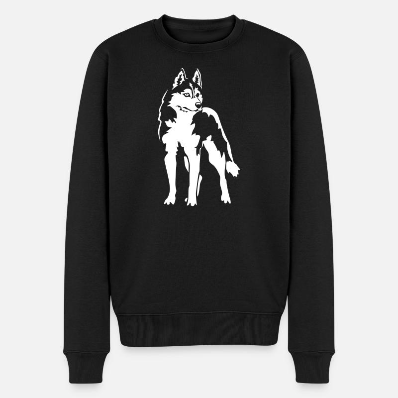 Husky"Black Edition" - Männer Premium Bio Pullover - Schwarz