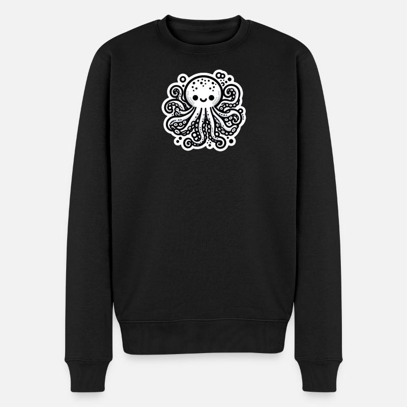 Octopus Octopus White Sticker - Men's Premium Organic Jumper - black