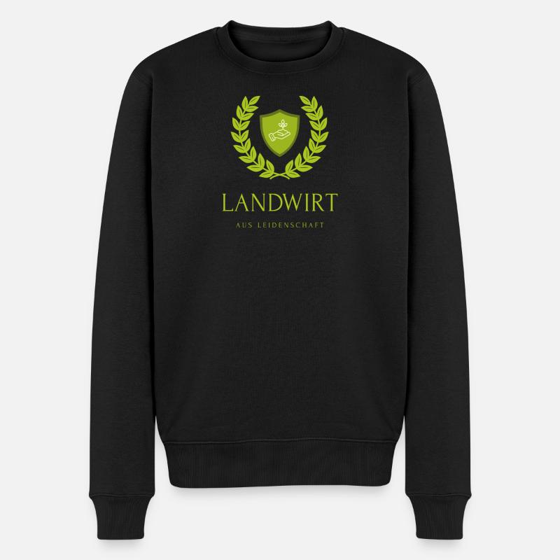 Landwirt Schutzschild Pflanze - Männer Premium Bio Pullover - Schwarz