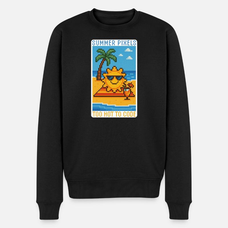 Pixels ensoleillés et froid - Pull Premium bio Homme - noir