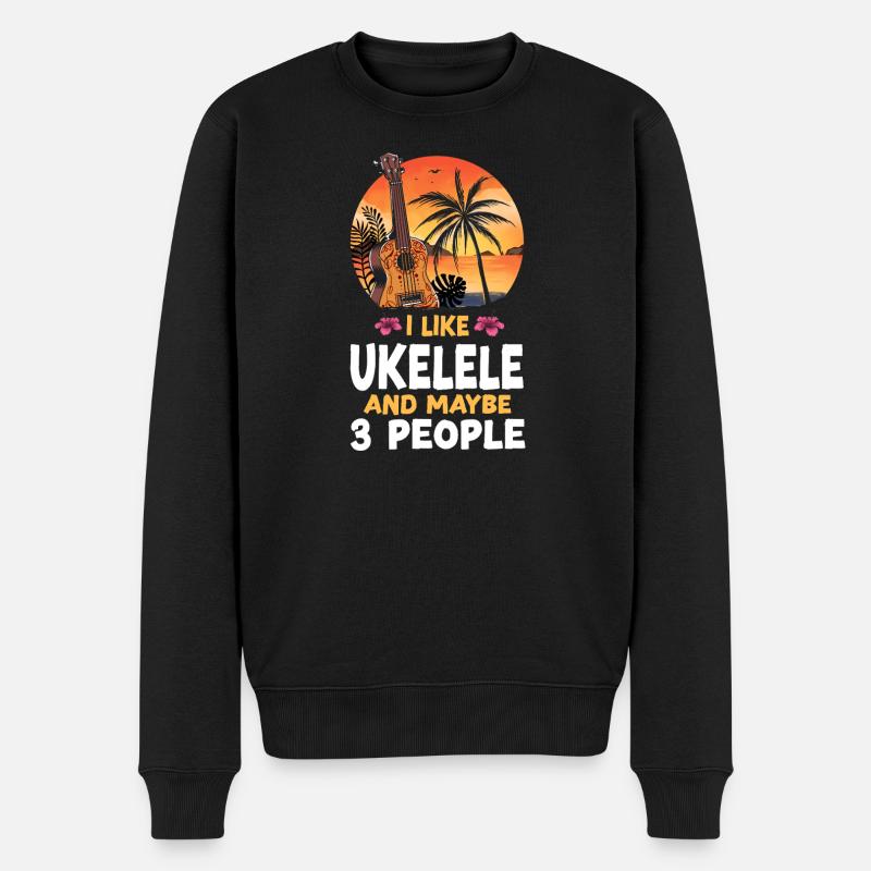 Ukulélé hawaïen que j’aime - Pull Premium bio Homme - noir