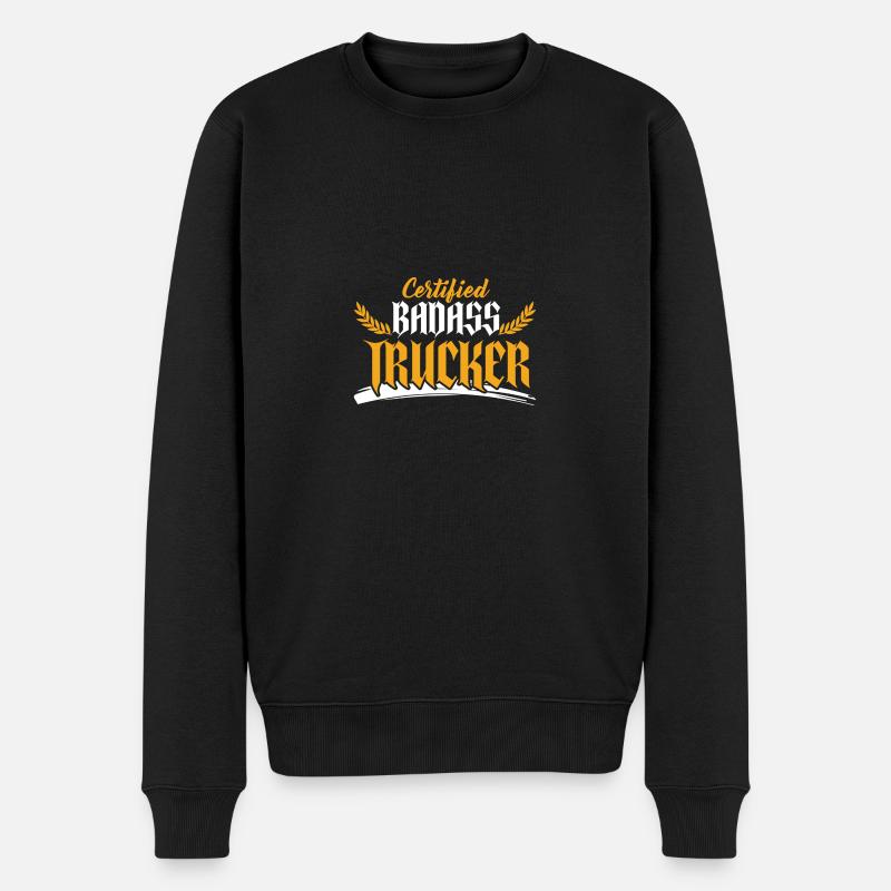 badass trucker spruch - Männer Premium Bio Pullover - Schwarz