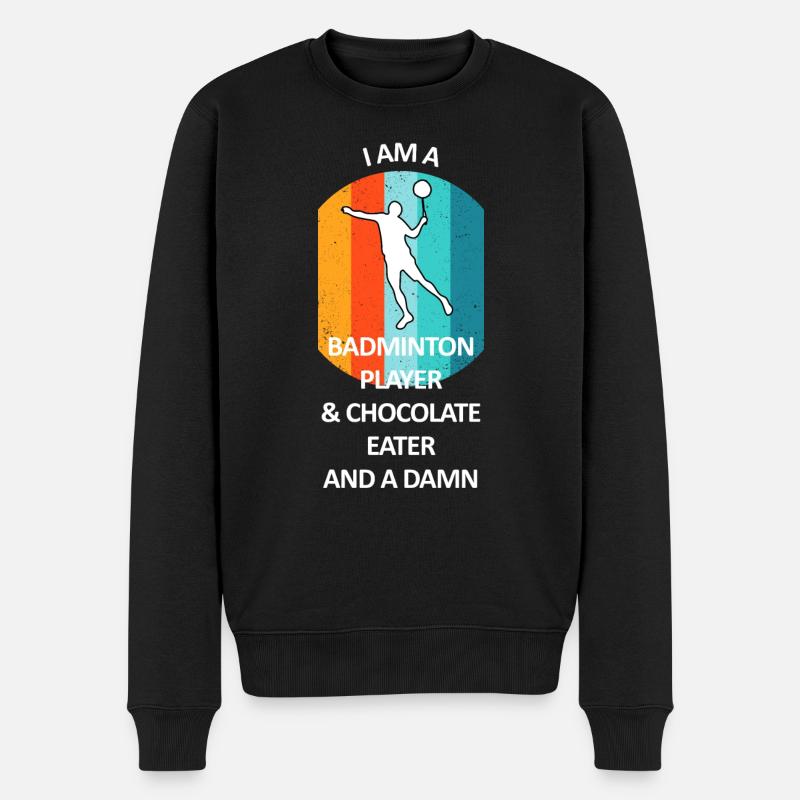 Badminton Badminton Badminton Player Chocolat - Pull Premium bio Homme - noir