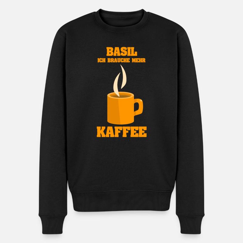 Kaffetasse Basil - Männer Premium Bio Pullover - Schwarz