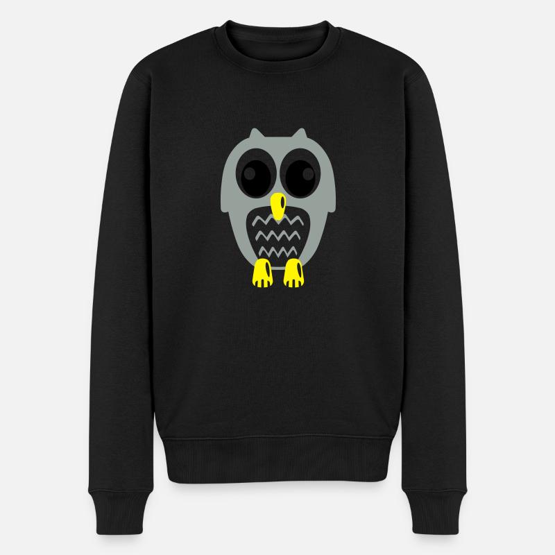 Süße Eule - Männer Premium Bio Pullover - Schwarz