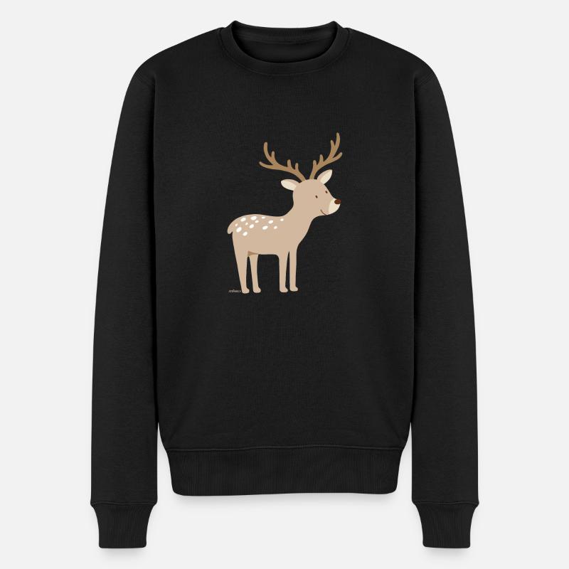 Hirsch - Männer Premium Bio Pullover - Schwarz