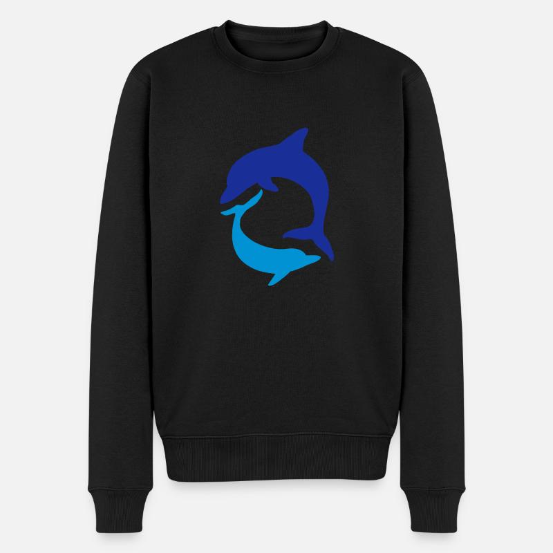 Delphin - Männer Premium Bio Pullover - Schwarz