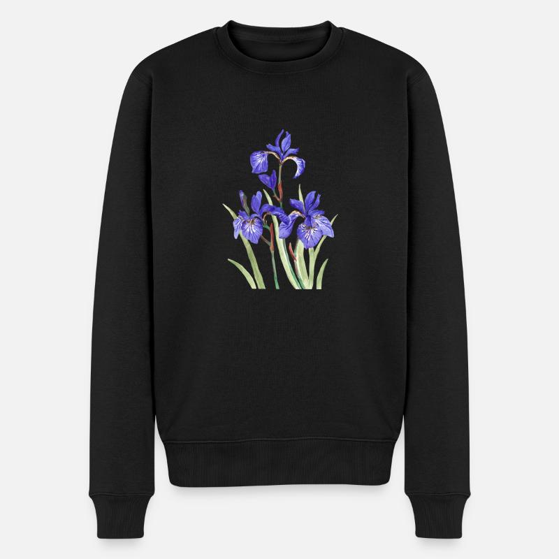 Iris violets - Pull Premium bio Homme - noir