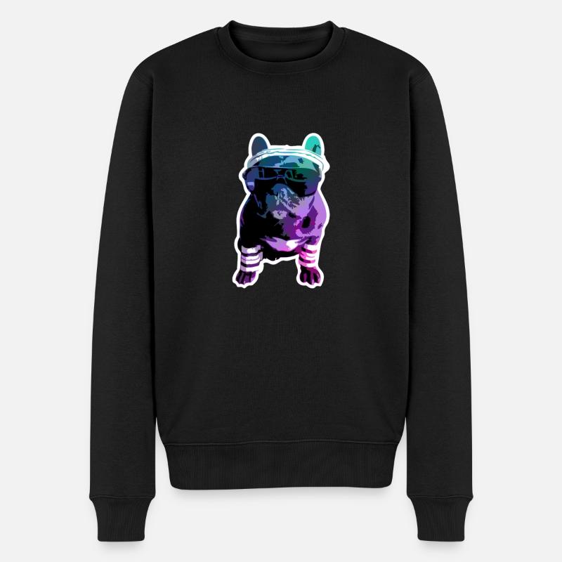Hipster-Dogge - Männer Premium Bio Pullover - Schwarz