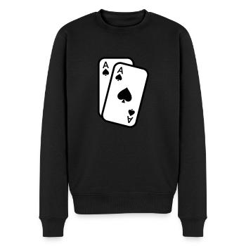 Cartes as de pique cartes à jouer poker - Pull Premium bio Homme - noir - Devant - Nico (187cm)