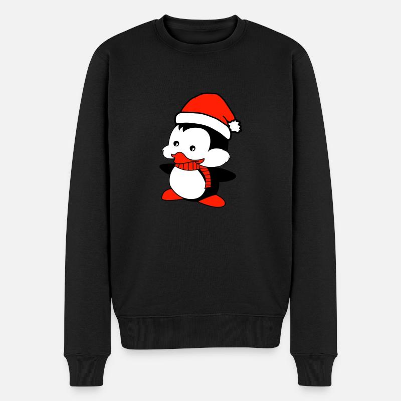 pinguin liebt weihnachten - Männer Premium Bio Pullover - Schwarz