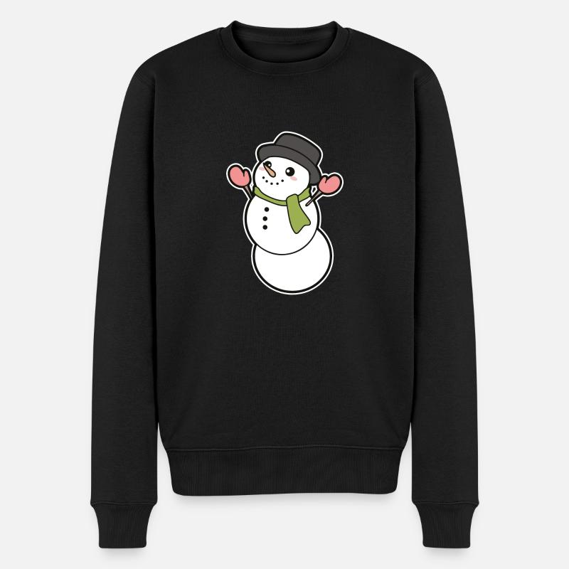 Schneemann - Männer Premium Bio Pullover - Schwarz
