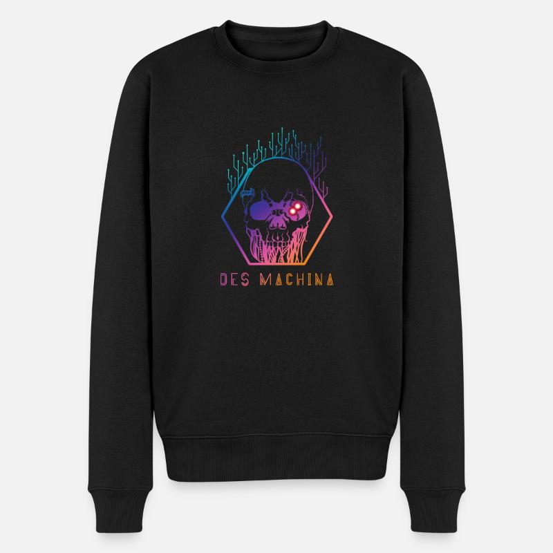 Cyberpun Totenkopf Print - Männer Premium Bio Pullover - Schwarz