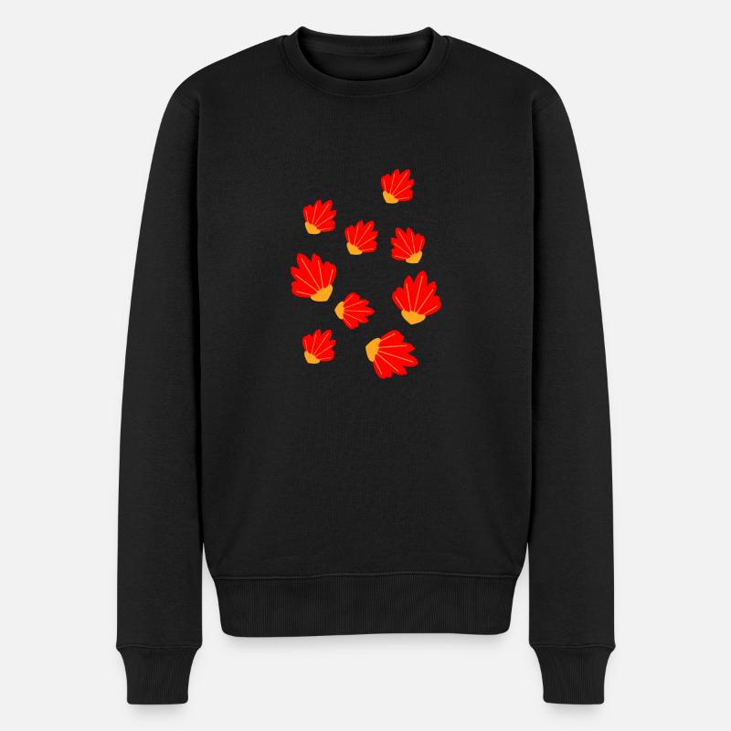 Flower Blume Pflanze - Männer Premium Bio Pullover - Schwarz