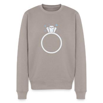 Diamond Wedding ring - Men's Premium Organic Jumper - taupe - Front - Nico (187cm)