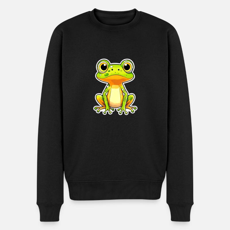 Frosch Grüner Frosch Frosch - Männer Premium Bio Pullover - Schwarz