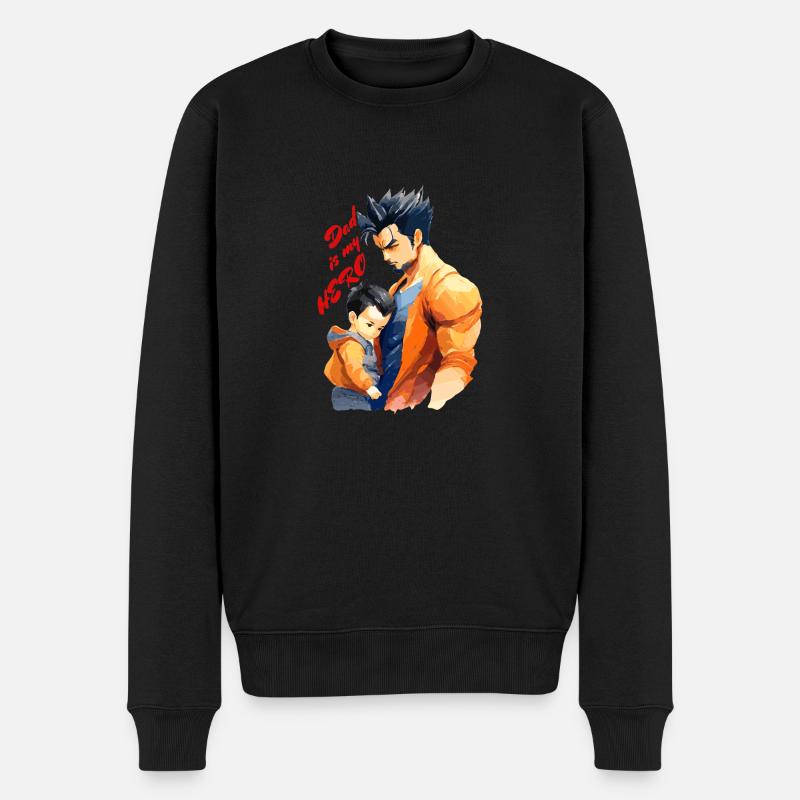 Dad is my Hero - Männer Premium Bio Pullover - Schwarz