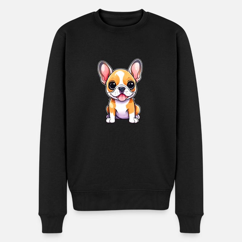 Niedlicher französischer Bulldoggenwelpe - Männer Premium Bio Pullover - Schwarz