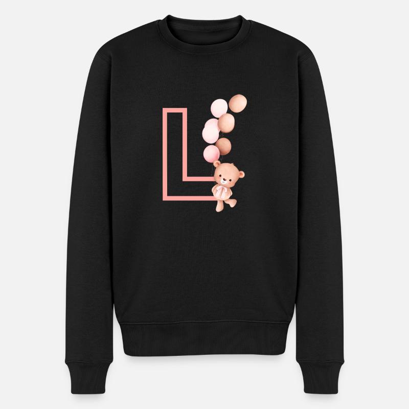 Lettre l rose ours - Pull Premium bio Homme - noir