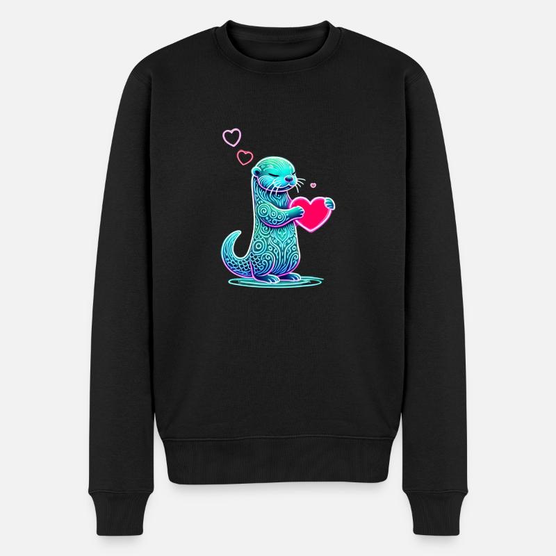 Neon Otter - Männer Premium Bio Pullover - Schwarz