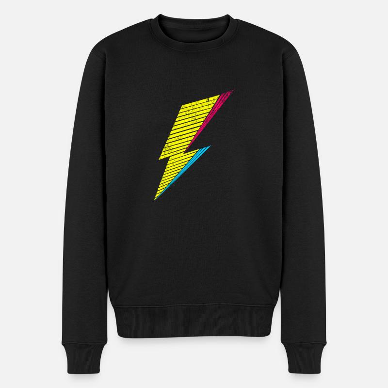 bolt of lightning 80s - Männer Premium Bio Pullover - Schwarz