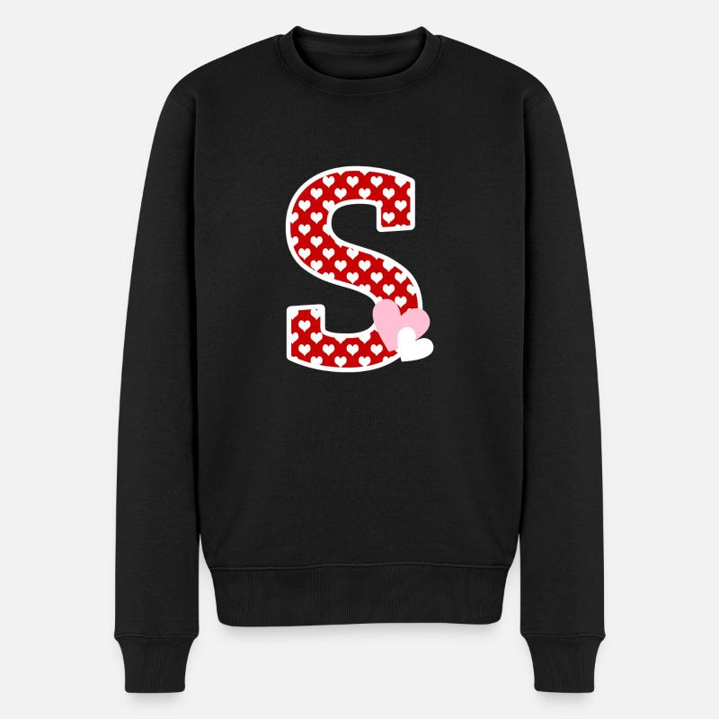 Buchstabe S Herz - Männer Premium Bio Pullover - Schwarz