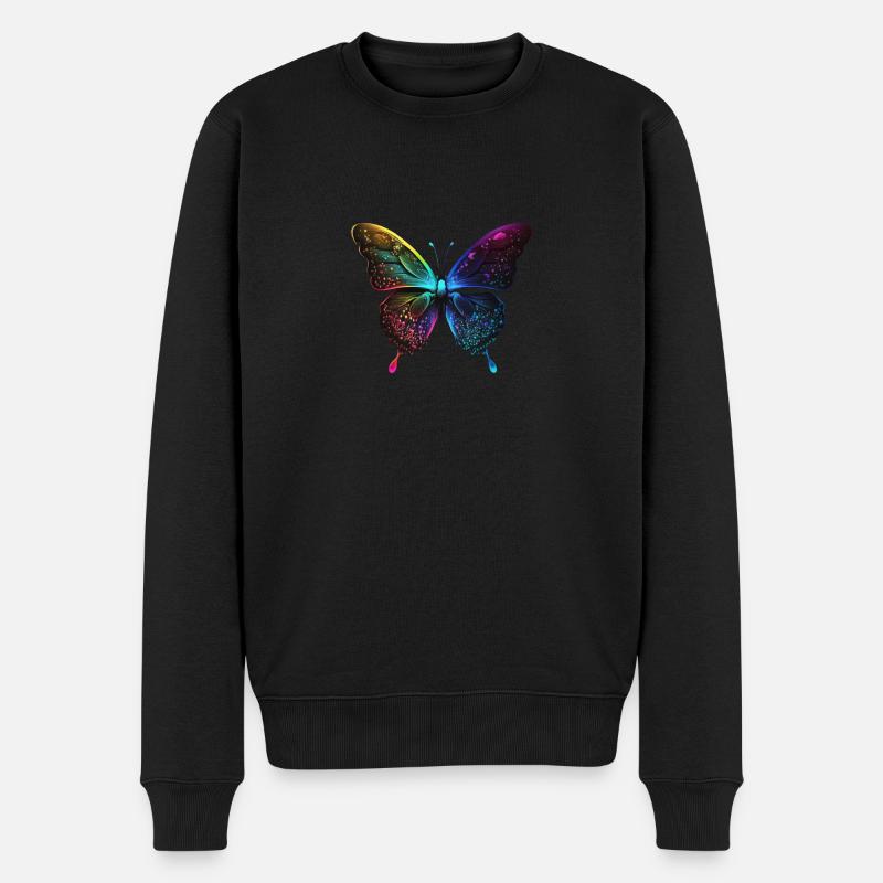 HÜBSCHER SCHMETTERLING - Männer Premium Bio Pullover - Schwarz