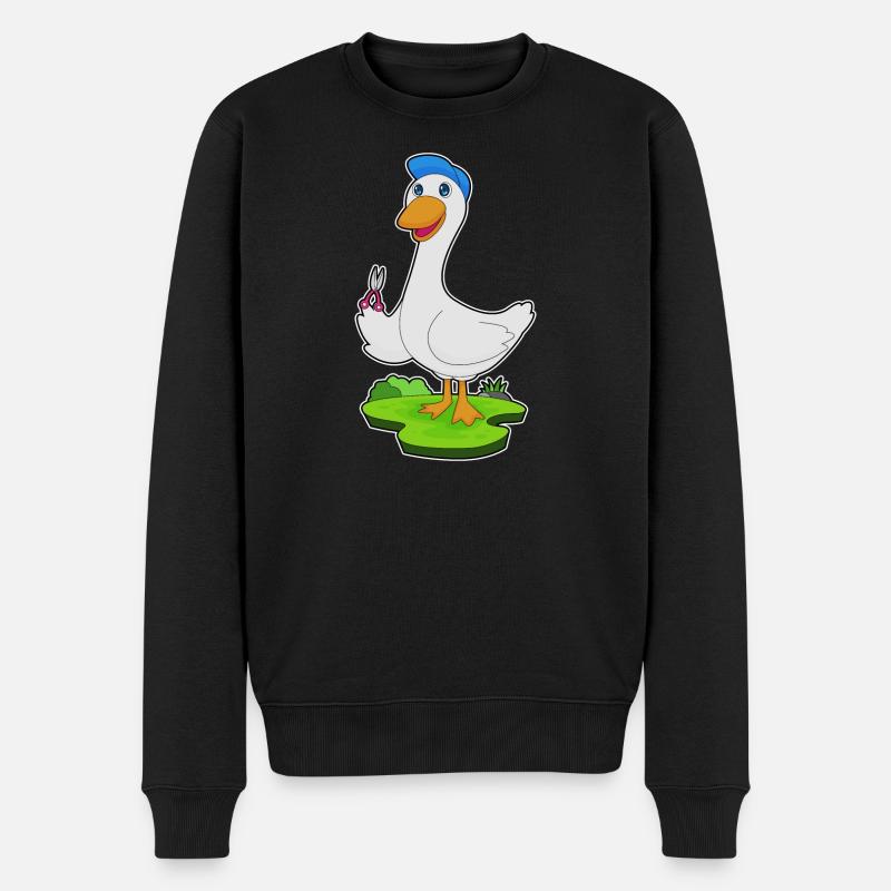 Ente Friseur Schere - Männer Premium Bio Pullover - Schwarz