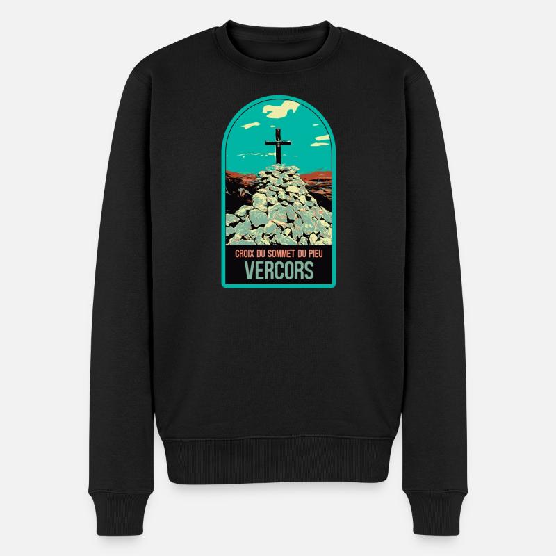 Croix du Sommet du Pieu, Vercors : Nature Sacrée - Pull Premium bio Homme - noir