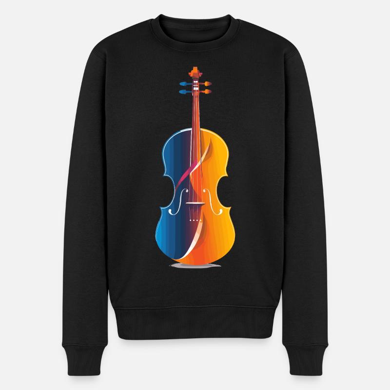 Geige Comic Look - Männer Premium Bio Pullover - Schwarz