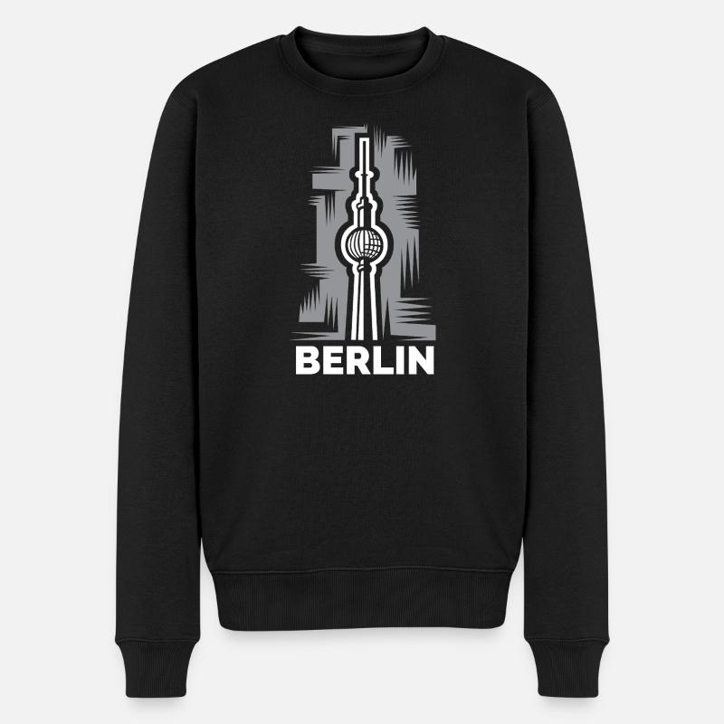 Berliner Fernsehturm - Stadtsymbol als Logo - Männer Premium Bio Pullover - Schwarz