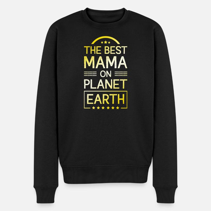 Beste Mama Spruch Mutter Mom - Männer Premium Bio Pullover - Schwarz