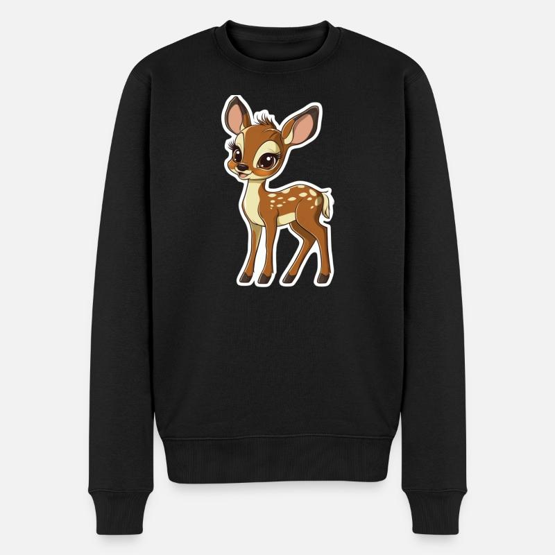 Reh - Männer Premium Bio Pullover - Schwarz