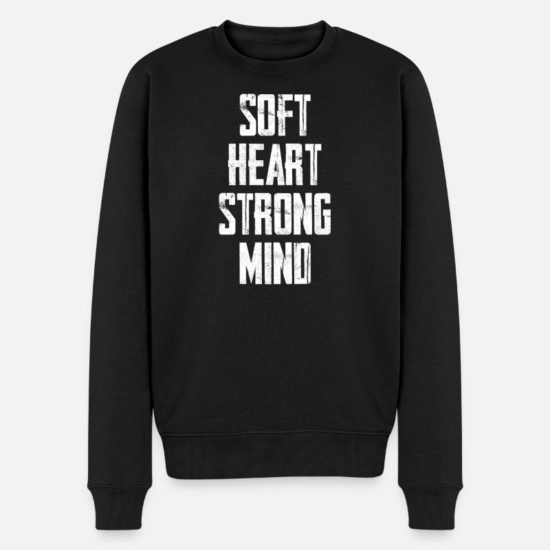 Sanftes Herz, starker Verstand - Männer Premium Bio Pullover - Schwarz