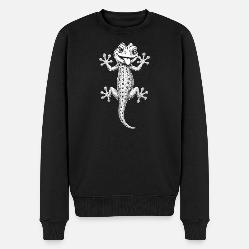 Gecko - Männer Premium Bio Pullover - Schwarz