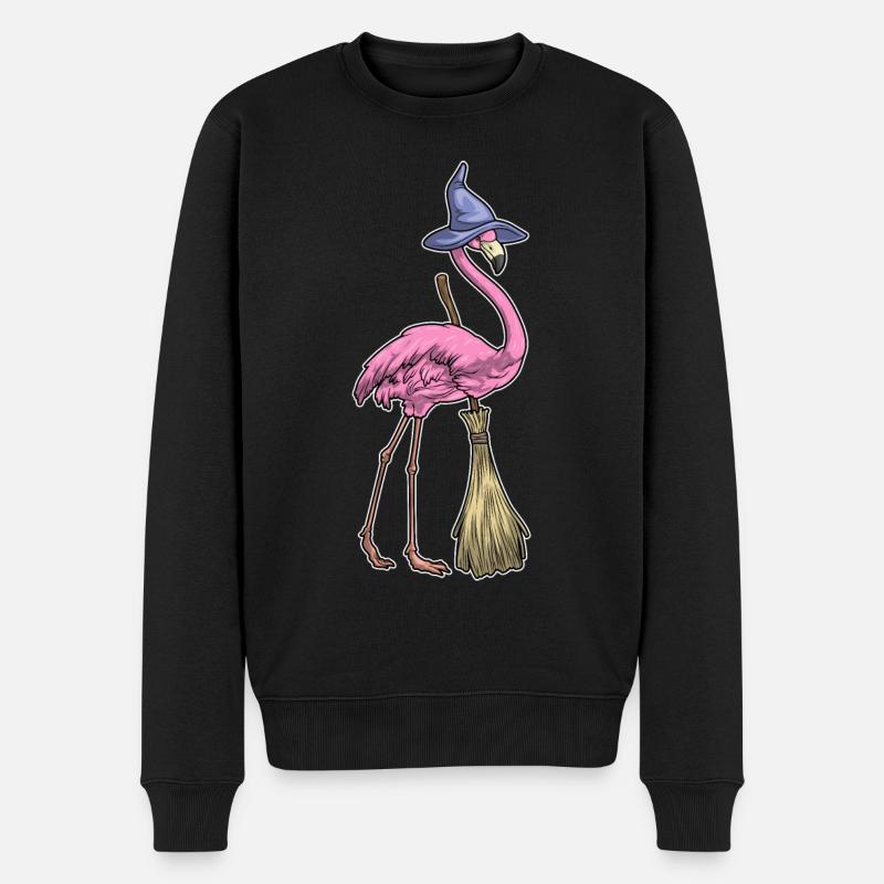 Flamingo Sorcière d’Halloween - Pull Premium bio Homme - noir