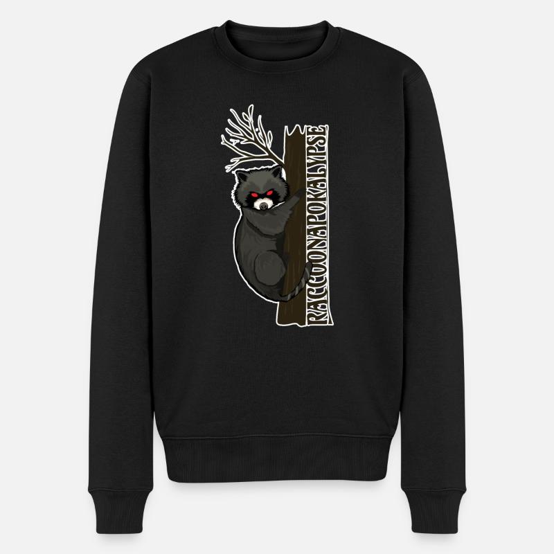 Raccoonapokalypse - Männer Premium Bio Pullover - Schwarz