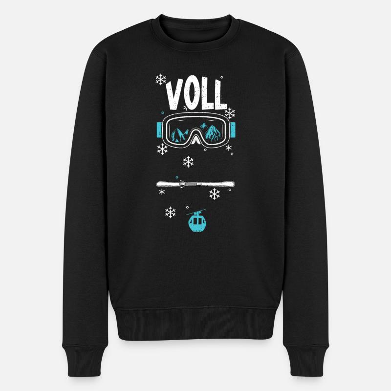 Voll - Apres Ski - Männer Premium Bio Pullover - Schwarz
