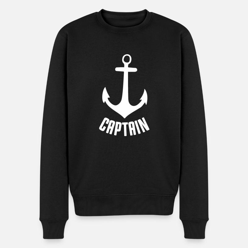 Captain - Männer Premium Bio Pullover - Schwarz