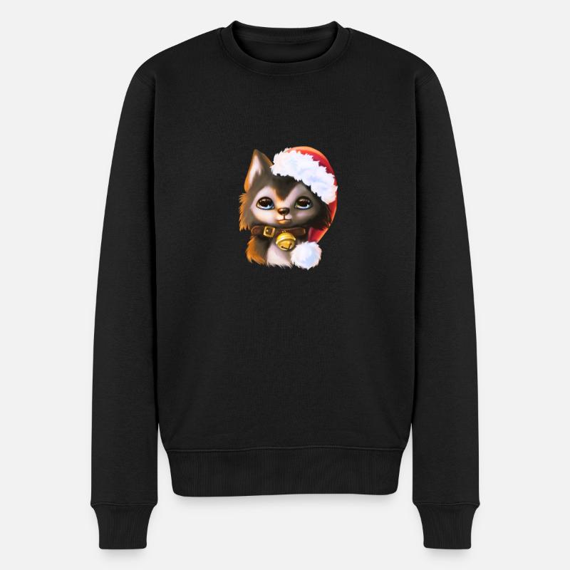 Christmas Husky - Männer Premium Bio Pullover - Schwarz