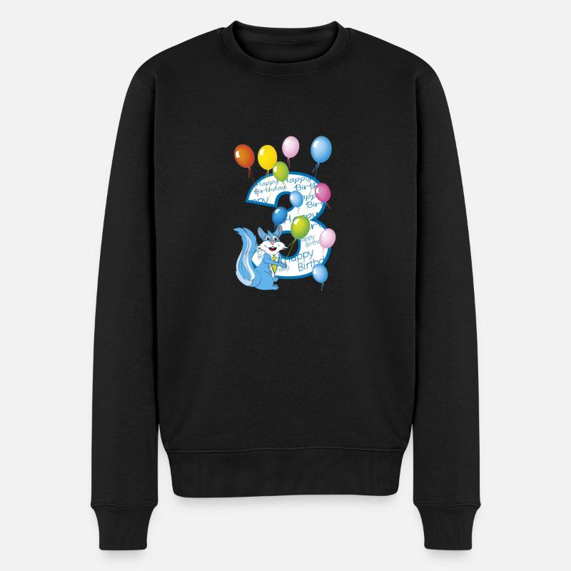 dritter Geburtstag 3 Jahre Eichhörnchen - Männer Premium Bio Pullover - Schwarz