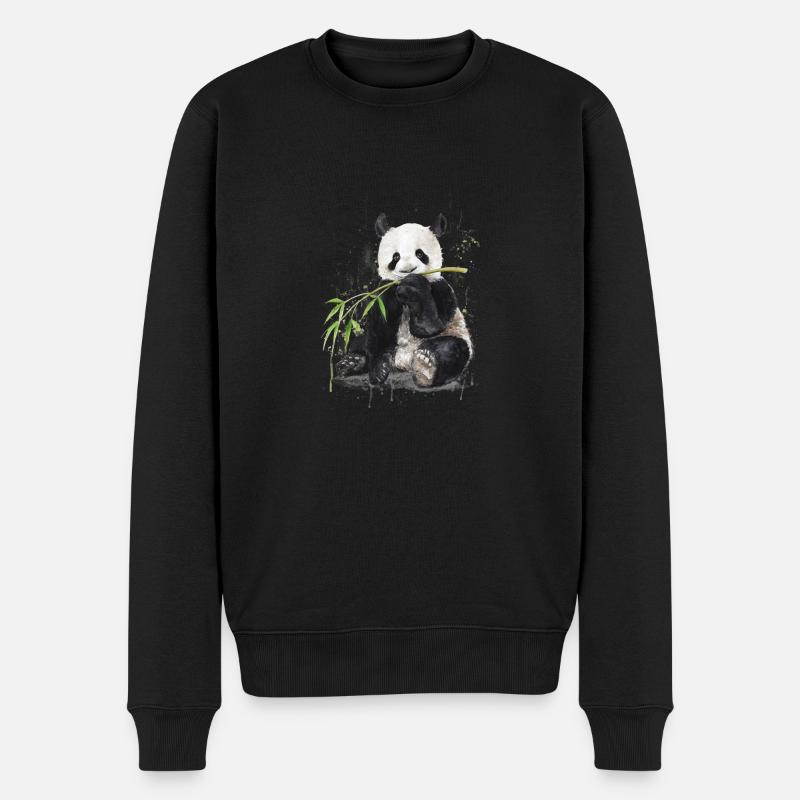 Panda - Männer Premium Bio Pullover - Schwarz