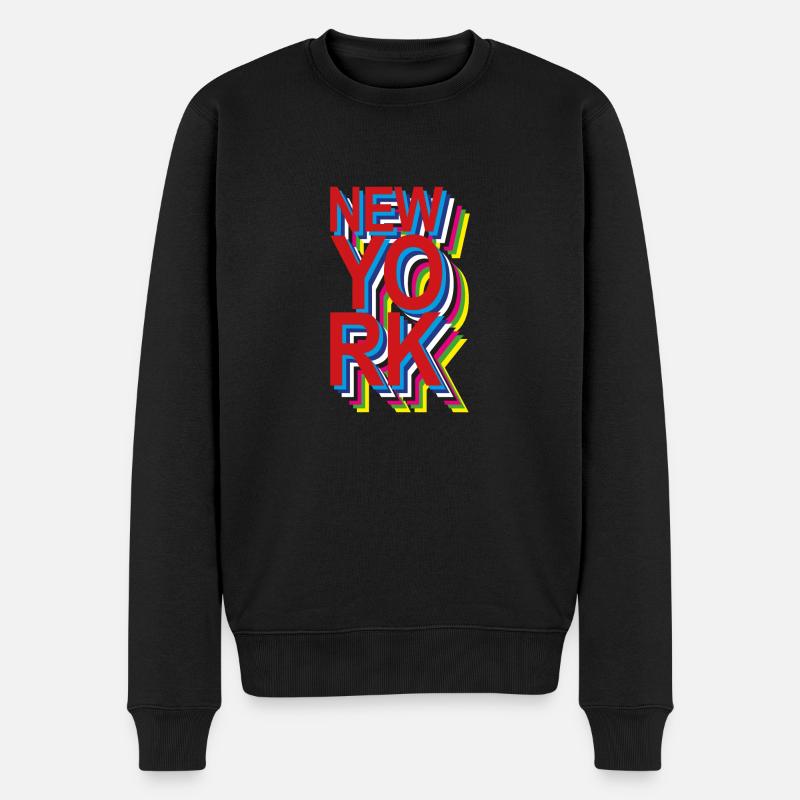 New York - Männer Premium Bio Pullover - Schwarz