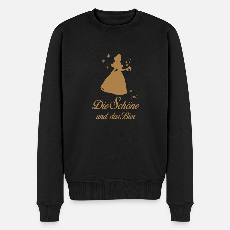 Die Schöne und das Bier - Männer Premium Bio Pullover - Schwarz