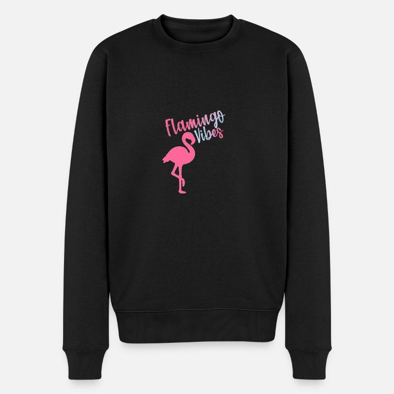 Flamingo-Schwingungen - Männer Premium Bio Pullover - Schwarz